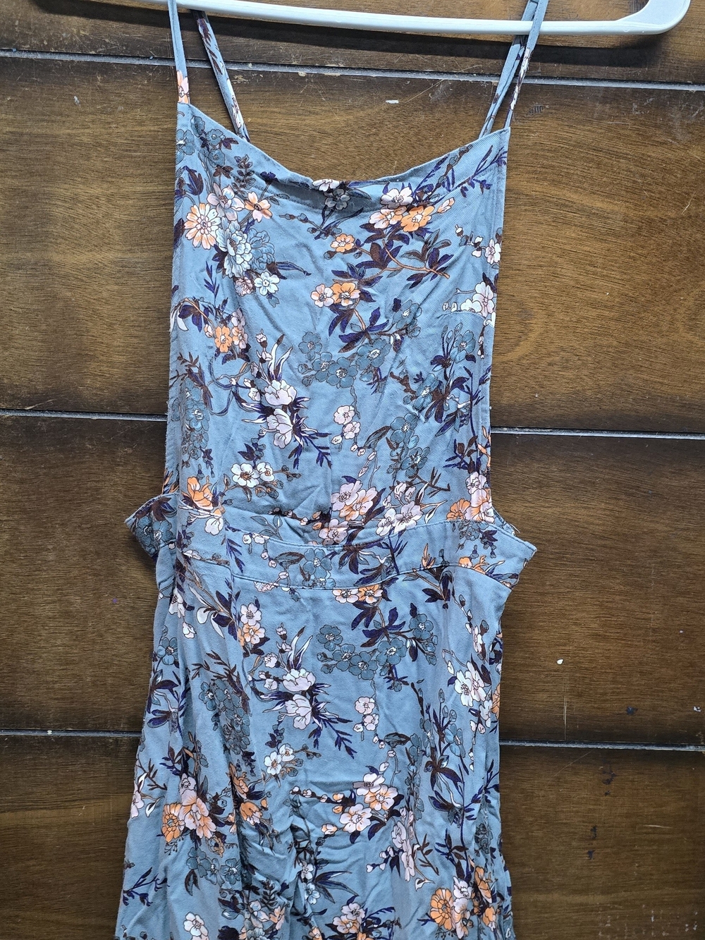 American Eagle Outfitters Blue Floral Mini Dress with Orange Accents S